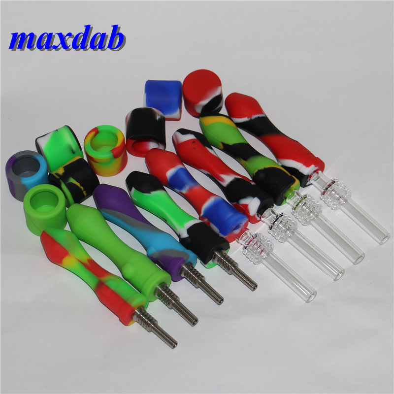 

Smoking Silicone Nectar Collector Kit With Quartz & Titanium Tips Suck In Mouth 10mm Silicon NC kits for Glass Water Bongs