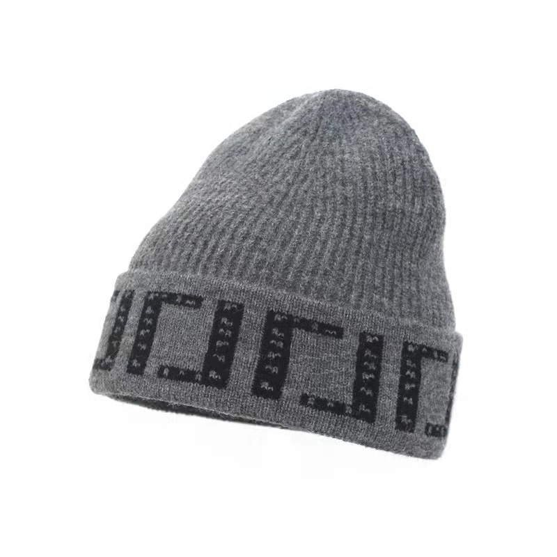 

Designer Knitted Beanie Caps for Men Women Autumn Winter Warm Thick Wool Embroidery Cold Hat Couple Fashion Street Hats, Blue;gray