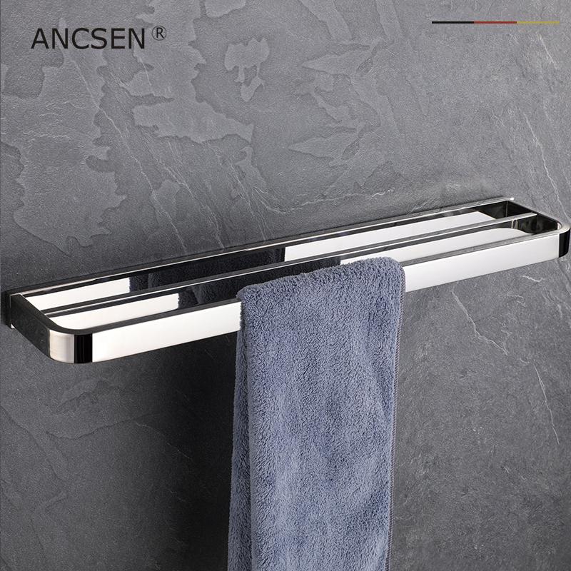 

rest room304 Stainless Steel Double Bath Towel Bar Polished Finish Towel Holder Wall Mount Rack for Bathroom Accessories, 50cm