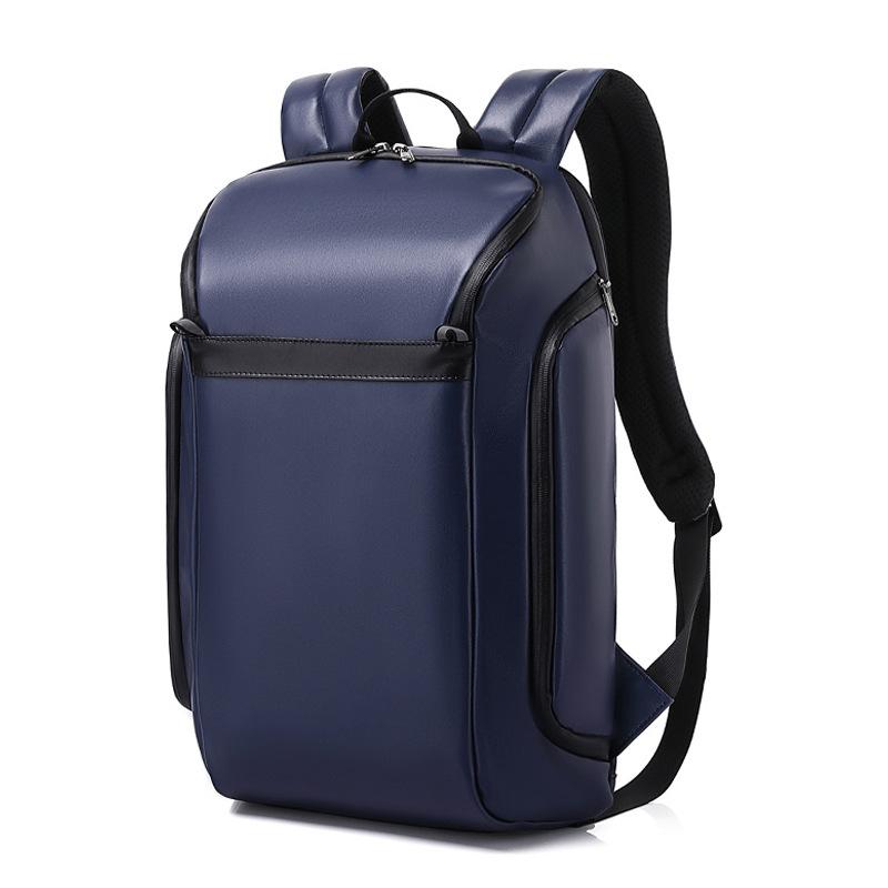

Men PU Leather Waterproof 15.6 inch Laptop Backpack Casual Notebook Man Rucksack School Sport Travel Bag Pack Backpack For Male, Black