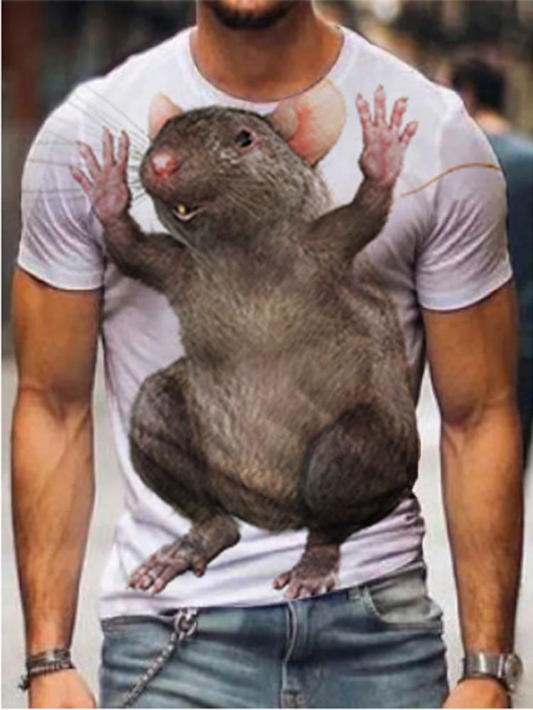 

Men's T-Shirts Animals Cotton T Shirt For Men Summer Mouse Graphic 3D Print Tee Sport T-shirt Women/Men Short Sleeve Novelty Tops, Cotton 1