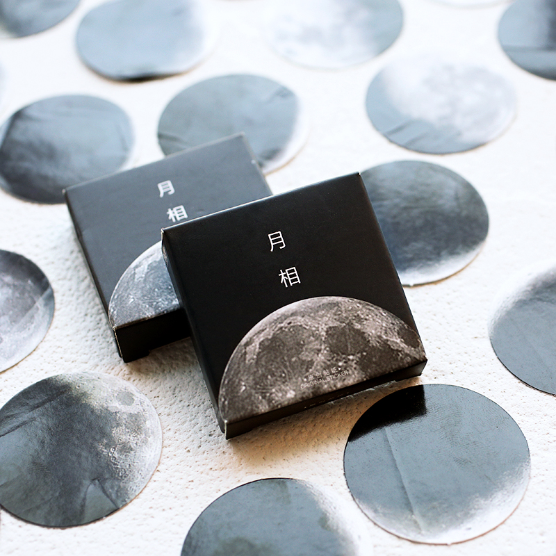 

5Pieces/Lot 45pcs Moon Black Grey Stationery Sticker Kawaii Stickers Paper Adhesive Stickers DIY Scrapbooking Diary Photos Albums