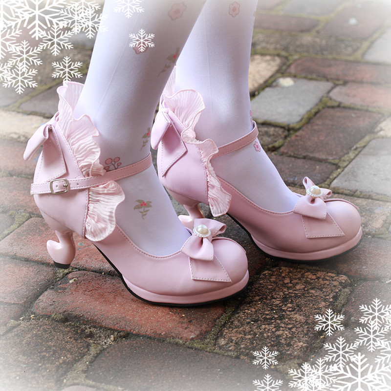 

Anime Cosplay Kawaii Sweet Lolita Live Love Cos High-heeled Tea Six-inch Princess Bow Loli Shoes Feminine Iu5x