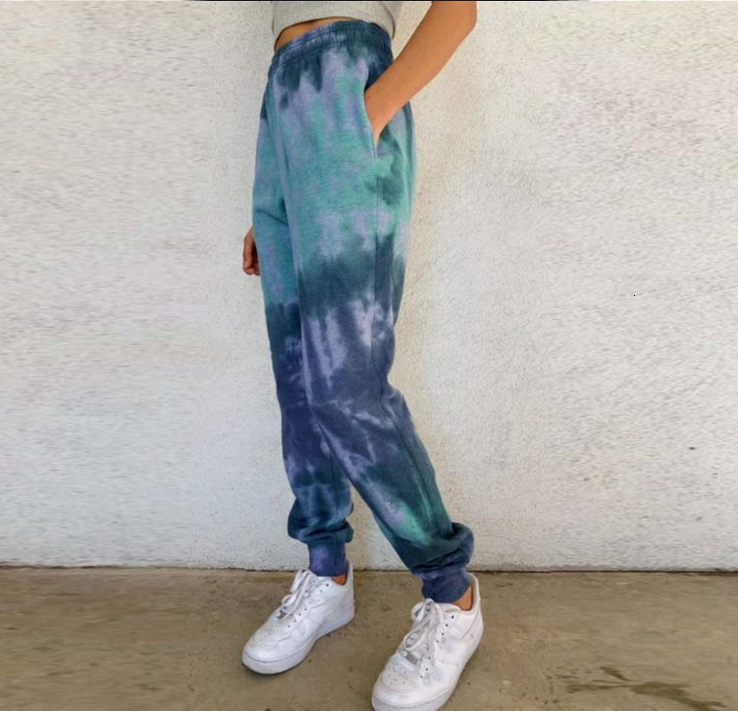 

2021 New Autumn Casual Tie Dye Joggers Women Sweatpants High Waist Sports Trousers Female Baggy Womens Plus Size Gjb9, Blue