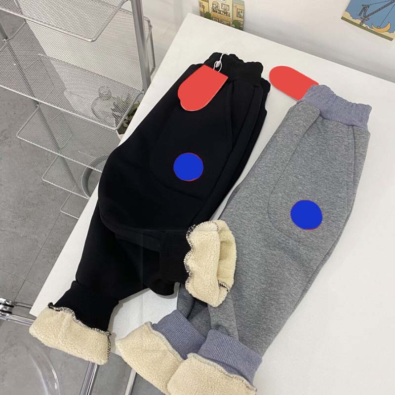 

Kids Trousers Thickened Pants Boys Girl Baby Sweatpants Classic Letter Outdoor Sports Warm Children Plus Velvet Cotton Pant Winter, Gray