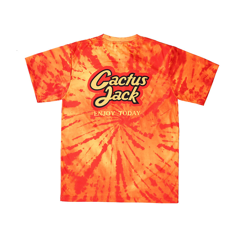 

2021 New Travis Scott Jack Cactus Printed Shirt Orange Tie Dye Hip Hop T-shirt for Men Az0i