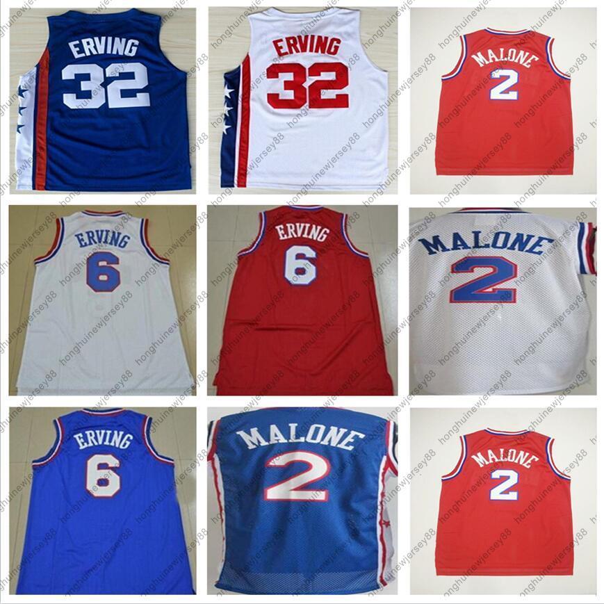 

Top Quality 2 Moses Malone 6 Julius Erving Jersey Blue Red White 32 Julius Erving 13 Wilt Chamberlain Stitched Basketball Jerseys, Wine red