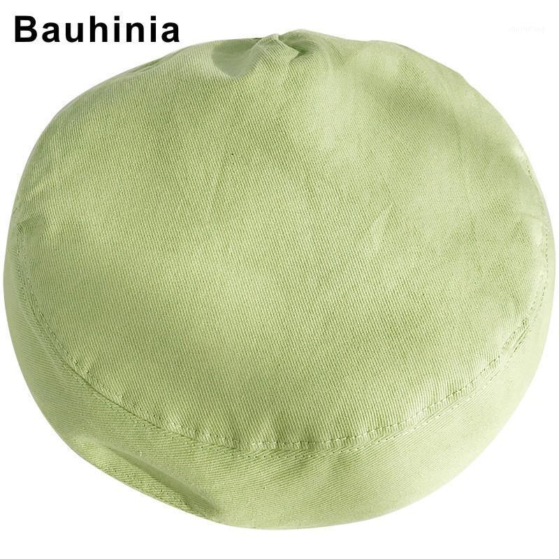 

Bauhinia Brand Solid Color No Eaves Thin Section Wild Student Cute Painter Hat Spring Summer Lady Beret Berets, White