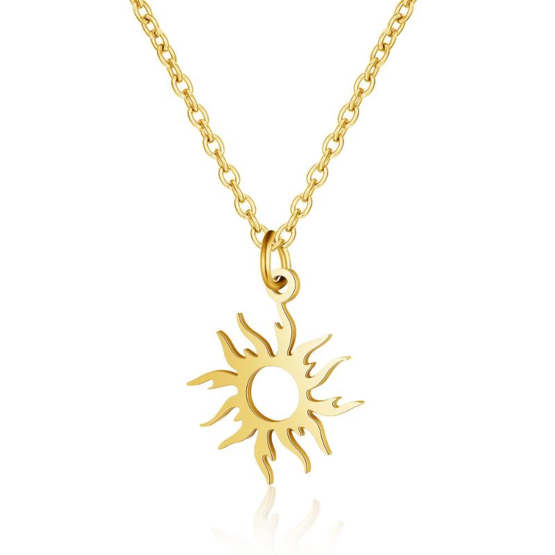 

Pendant Necklaces 100% Stainless Steel Sun Hollow For Men Women Metal Solar Necklace Mirror Polished Gold/ Color Jewelry