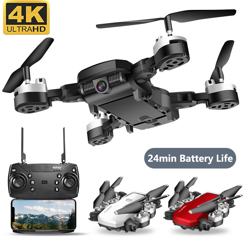 

HJ28 RC 4K Wide Angle Drone FPV Large Foldable Quadrotor High Hold Mode HD WIFI Professional Aerial Helicopter Toy Gift -70, Black