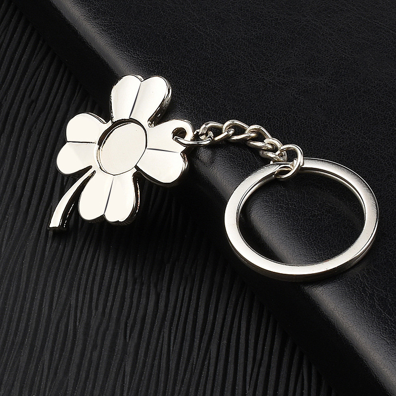 

10Pieces/Lot Stainless High Quality Green Leaf Keychain Fashion Creative Beautiful Four Leaf Clover Steel Lucky Key Chain Jewelry