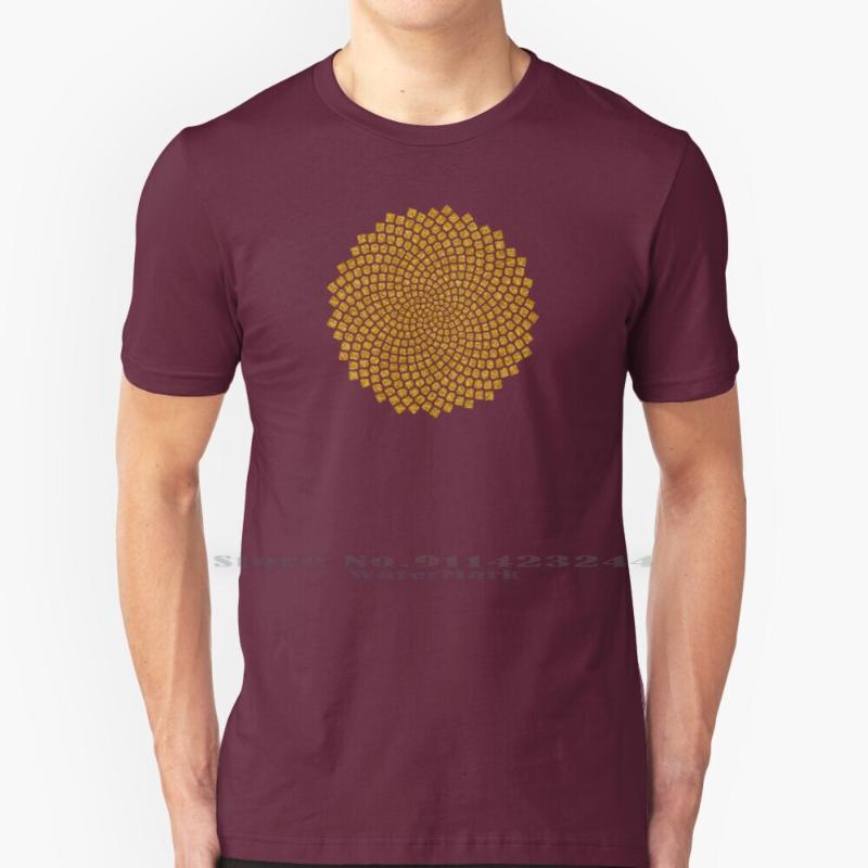 

Men's T-Shirts Sunflower , Seed Fibonacci Spiral Golden Ratio Math Geometry T Shirt 100% Pure Cotton, Mlongsleeve-white