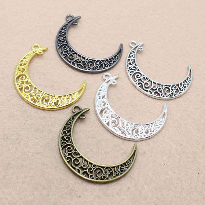 

Charms (10 Pieces/lot) 30*41mm Eight Color Metal Alloy Hollow Moon Jewelry Pendants Findings, Bronze;silver