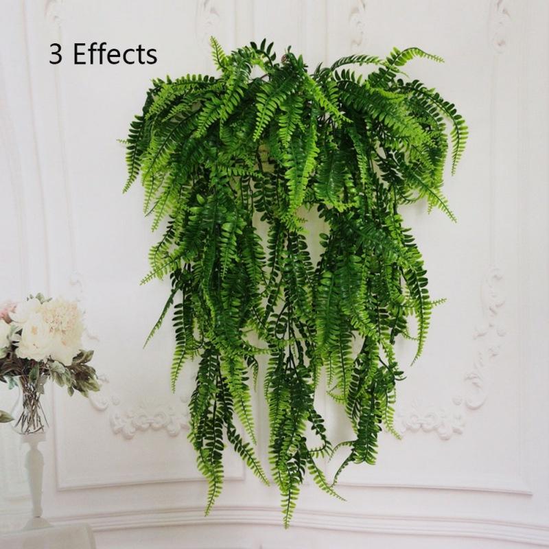

Decorative Flowers & Wreaths Boston Ferns Artificial Persian Rattan Fake Hanging Plant Faux Greenary Vine Resistant Plants For Wall Wedding, 3 pcs