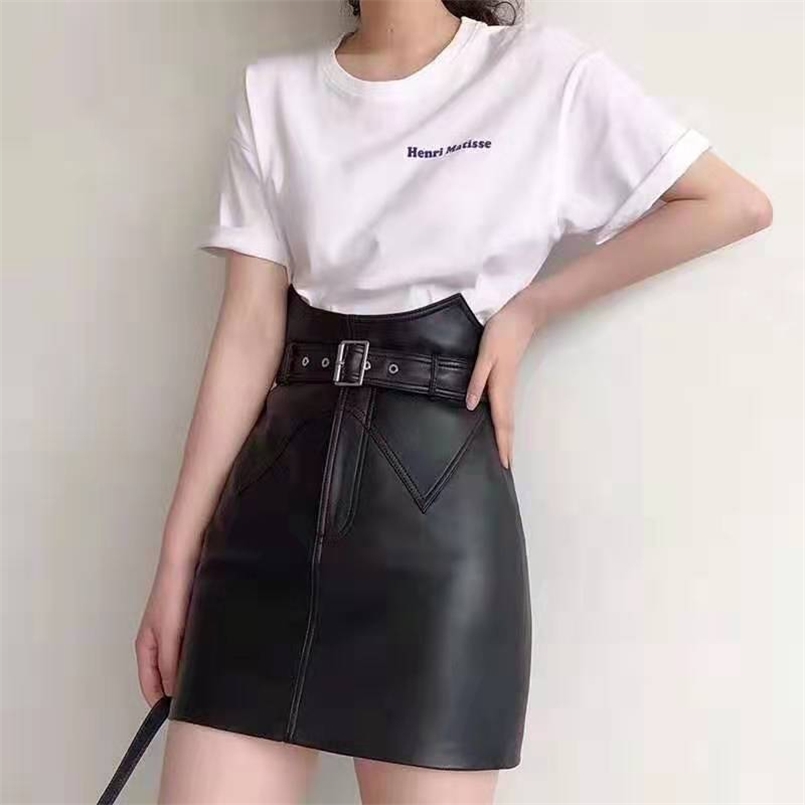 

Plus Size Leather Skirt Women Belt High Waist Shorts s PU Mini Female Black Fashion Outfit Sexy 210708, Apricot
