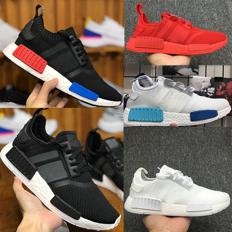 

NMD R1 running Shoes core black monochrome lush red blanch blue triple white fashion men women sneakers