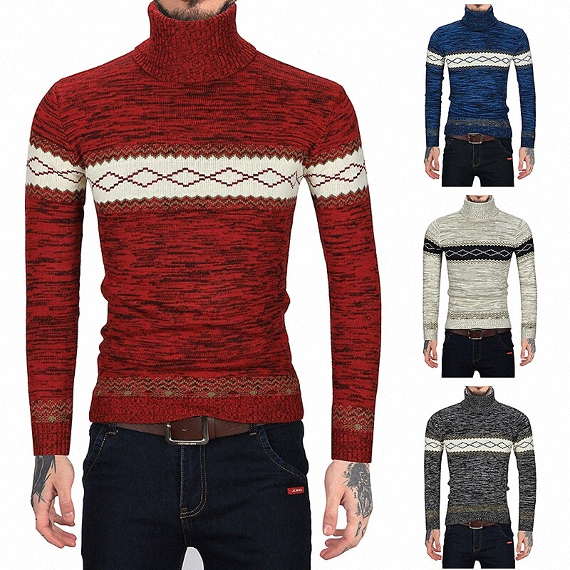 Men's Pullover Braided Color Block Casual Long Sleeve Sweater Cardigans Crew Neck Fall Winter Blue Black Red y9mx#