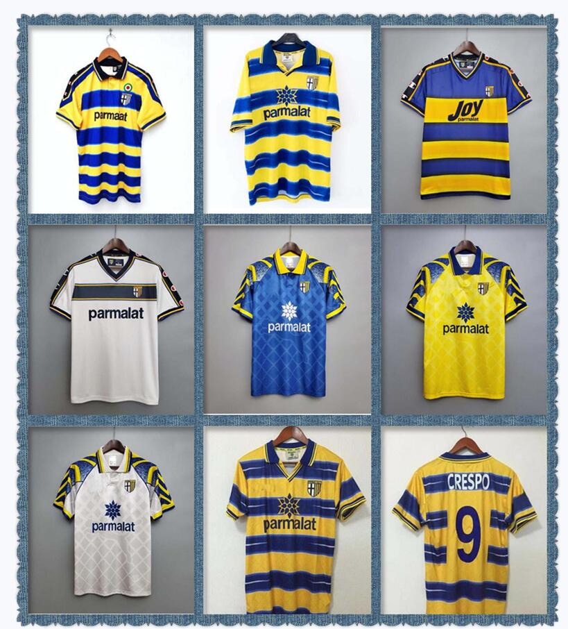 

95 97 98 99 2000 Parma Retro soccer Jersey Home 98 99 00 FUSER BAGGIO CRESPO ORTEGA CANNAVARO Football shirt BUFFON THURAM futbol camisa, White