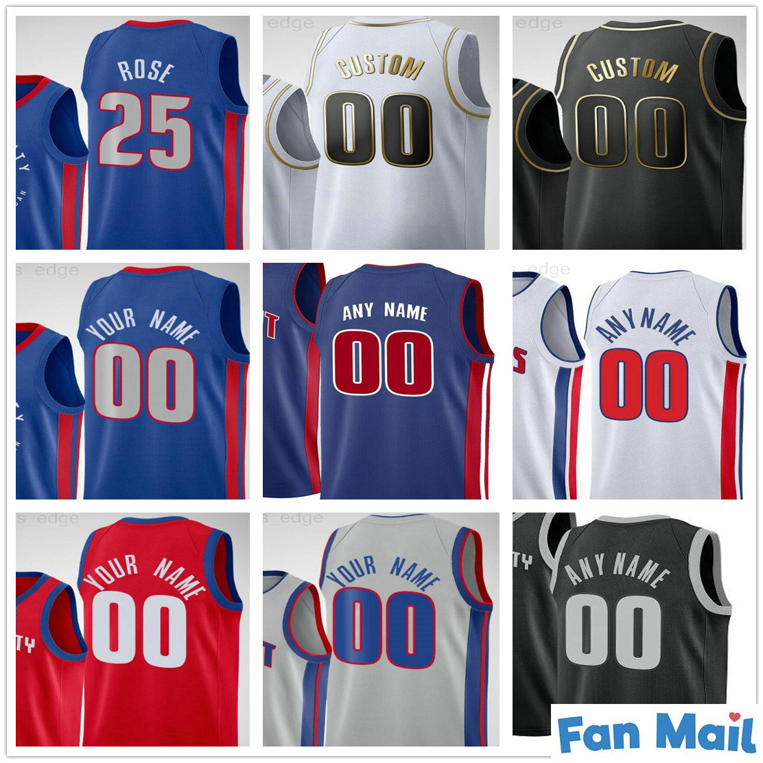 

Custom Printed Detroit Blake 23 Griffin Derrick 25 Rose Jerami 9 Grant Killian 7 Hayes Saddiq Bey Men Woman Kids Pistons Basketball Jerseys, As picture