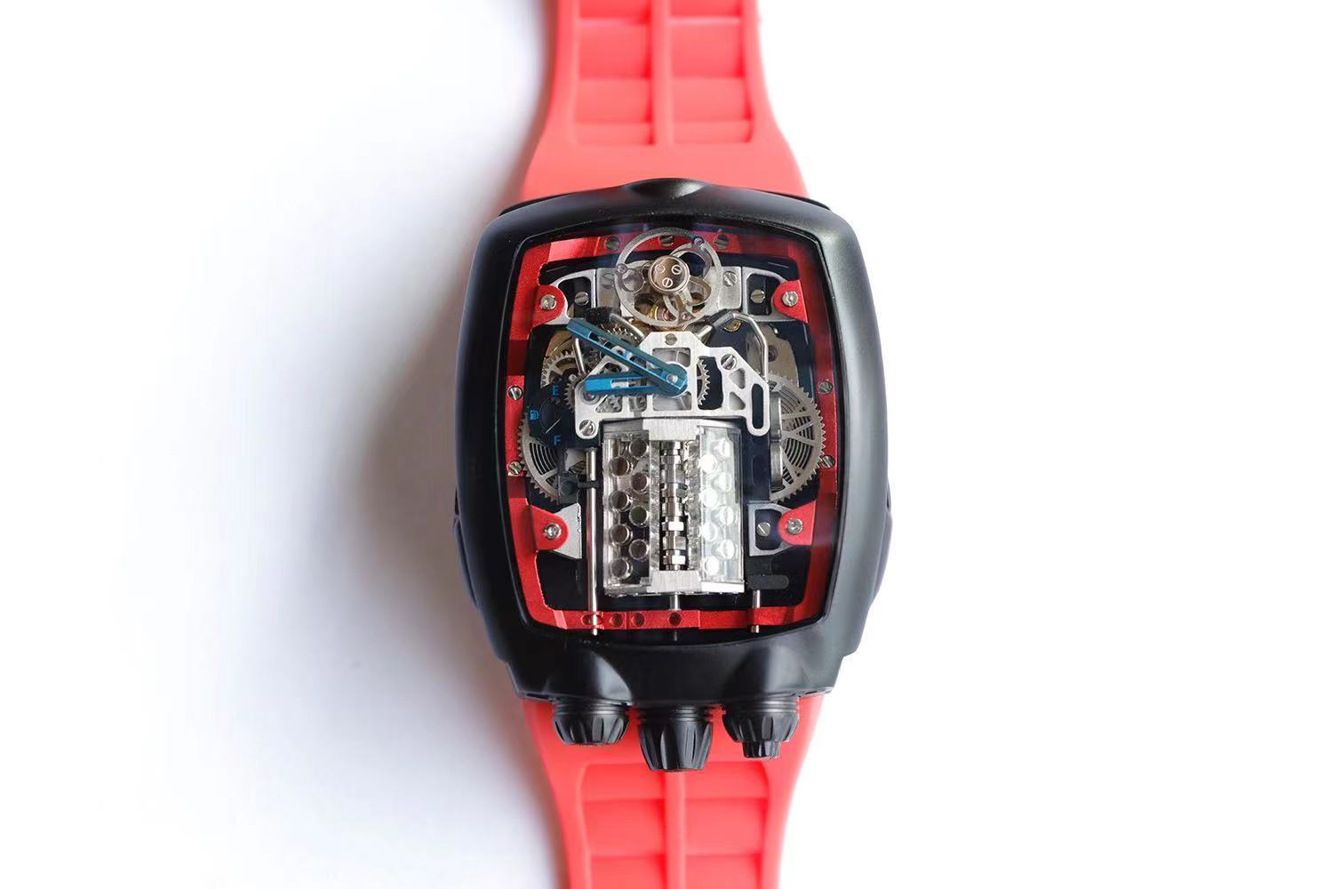 

Men's senior watch master automatic mechanical movement high quality hollow dial top design waterproof sport black wholesale and retail