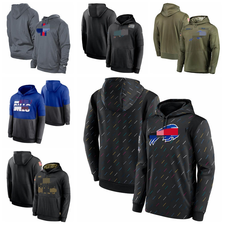 

BuffaloBillsMen Women Youth 2021 Crucial Catch Therma Pullover Football Hoodie Charcoal