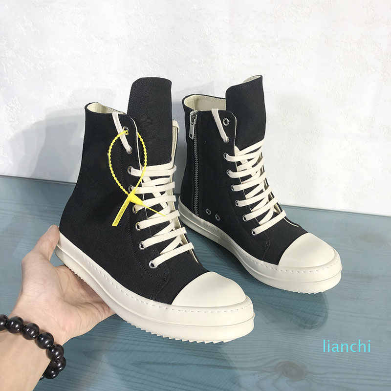 

Breathable Men Canvas Boots High Top Male Fashion Sneakers Black Lace Up Men Shoes Boots, Without plush