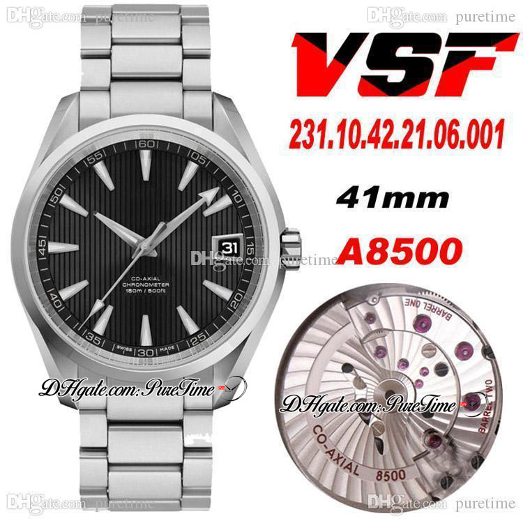 

VSF Aqua Terra 150M CAL A8500 Automatic Mens Watch Black Textured Dial Silver Markers Stainless Steel Bracelet 231.10.42.21.06.001 Super Edition Watches Puretime 08, 150m-08