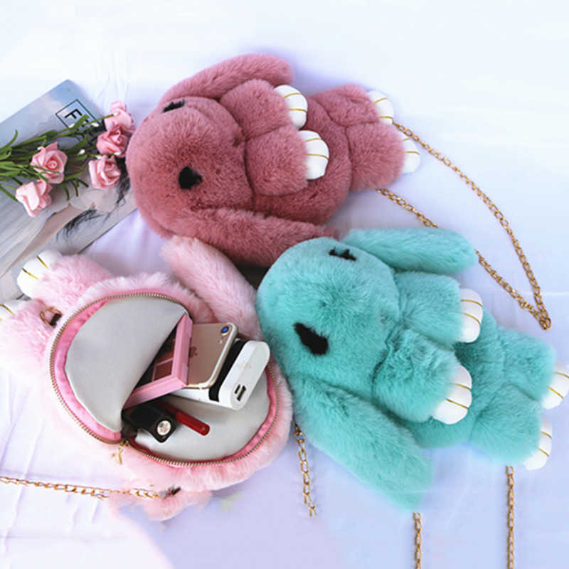

Kawaii Fur Pompoms Bags Fluffy Rabbit Plush Backpack Hare Cartoon Bunny Fashionable Women Animal s, 22