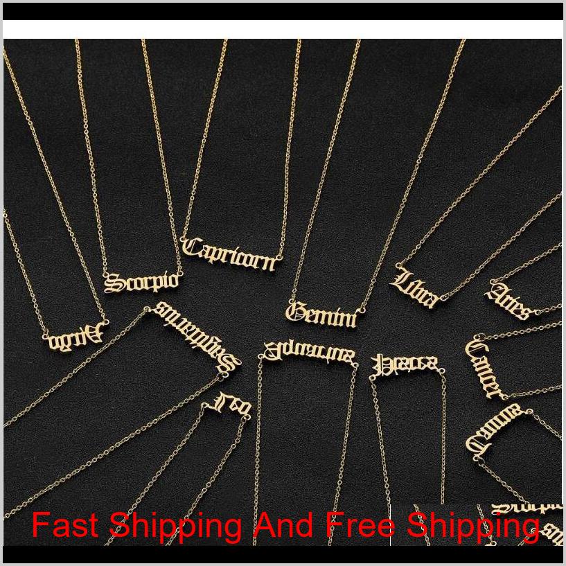 

Personalized Letter Zodiac Necklace Constellation Necklaces Custom Stainless Steel Old English Necklace Birthday Jewelry Gifts Ycufb E Z9P5X, Silver