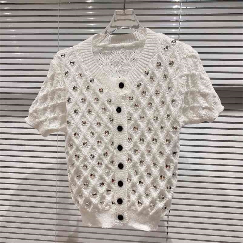 

Women Short Knitted Sweater Cardigan Long Sleeve Slim Single Breasted Fashion Spring Summer 11B019 210525, Pink