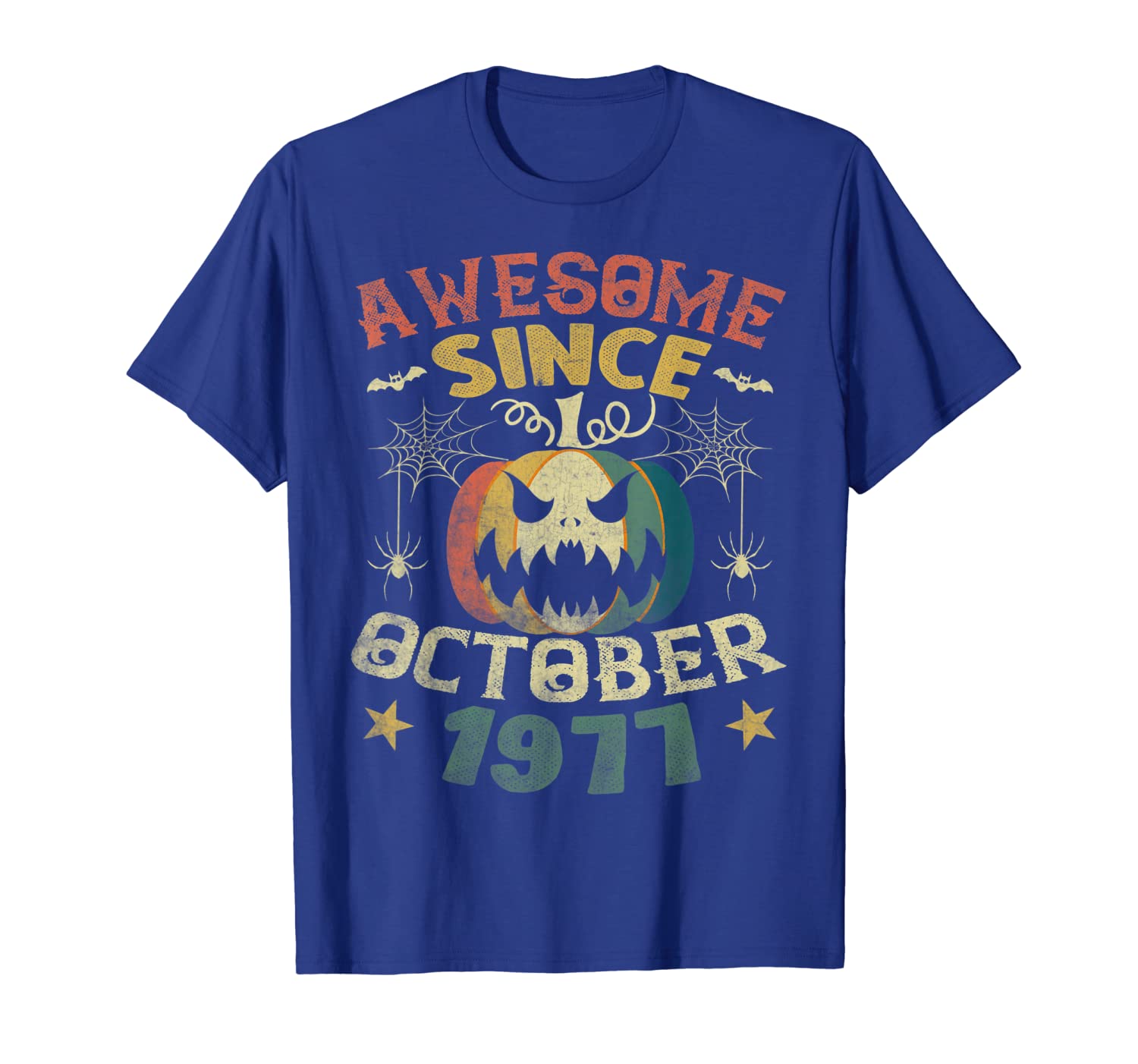 

Awesome Since October 1977 Vintage Pumpkin 42th Birthday Tee, White;black