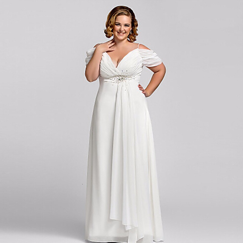 

2021 New Plus Size White Chiffon v Neck Prom Vestidos De Noiva Crystal Strap Gala Es Elegant Long Formal Evening Gown 66zc