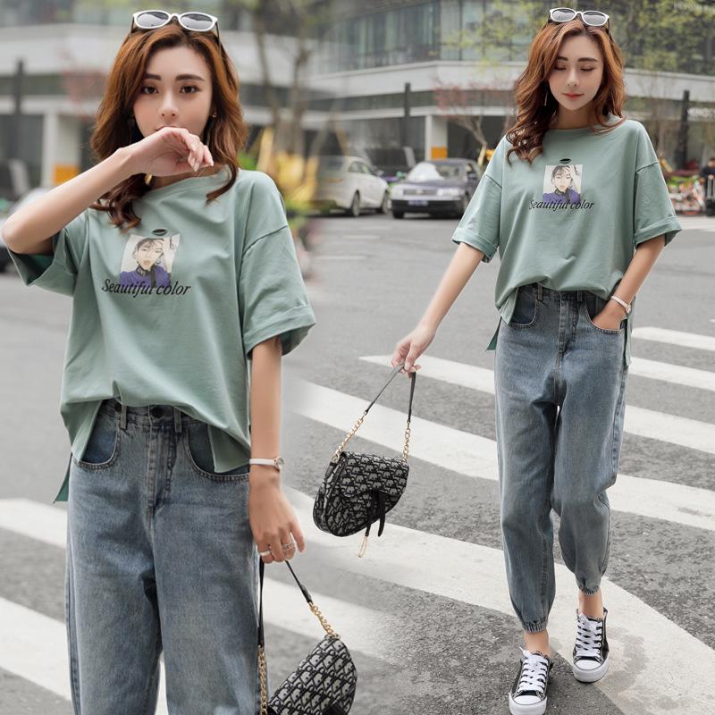 

Free Shipping 2021 women' summer Street trend two-piece temperament fresh youth can be set, Green