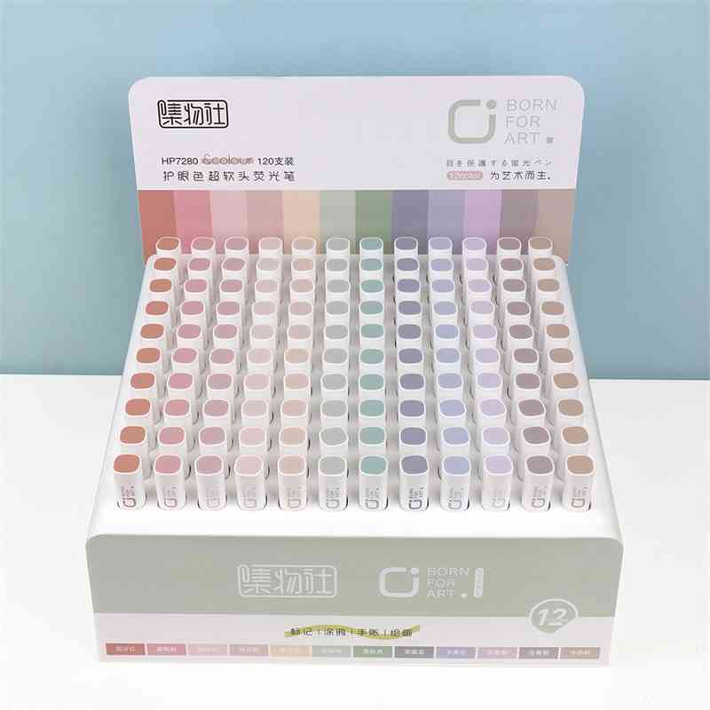 

Jiwu society 7280 super soft head eye care fluorescent holder with student's manual multi-color painting marker pen