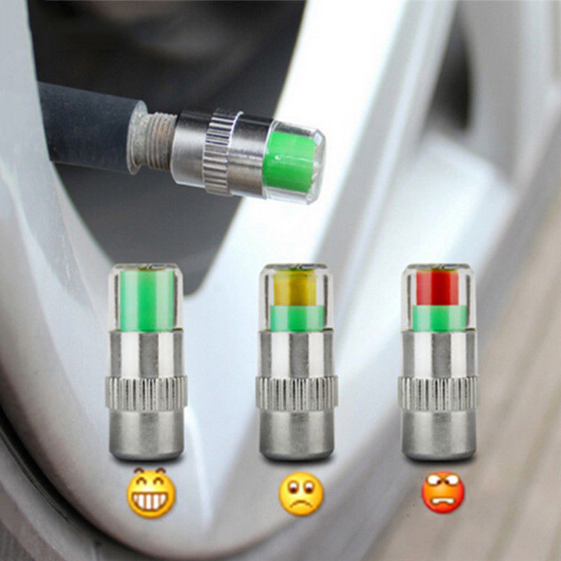 

4pcs 2.4 Bar Car Tire Pressure Guage Cap Sensor Indicator Alert Monitoring Tool Alert Air Pressure Gauge Tyre Cap Indicator
