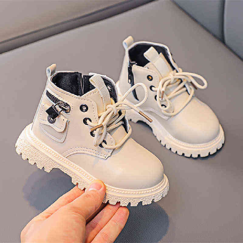 

Boys Boots Leather Children's Shoes for Kids Girls Booties Baby Toddler Boots Soft Sole Non-slip Breathable Boy Running Shoes 211108, Beige
