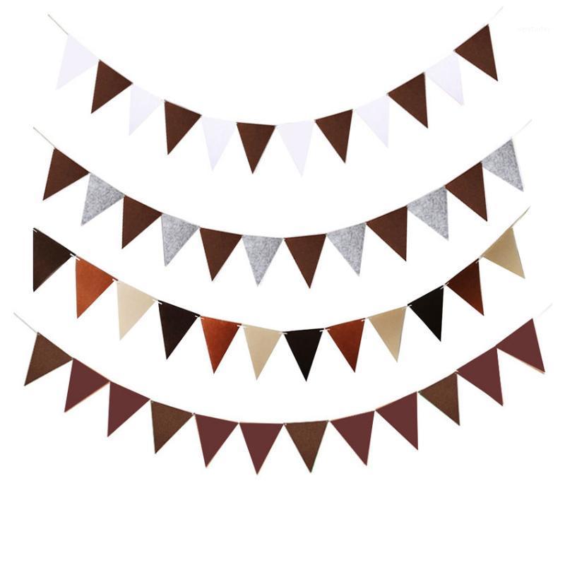 

Party Decoration 18Flags Vintage Coffee Khaki Brown Nonwoven Fabrib Pennant For Wedding Bunting Banner Garlands Decor Supplies 5M/8M