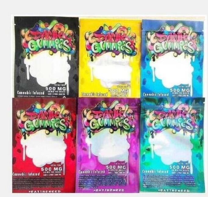 

500mg Empty Dank Gummies Bags holographic edibles packaging Canna butter Trips Ahoy Trolli Trilli Jolly Rancher mylar zipper resealable bag