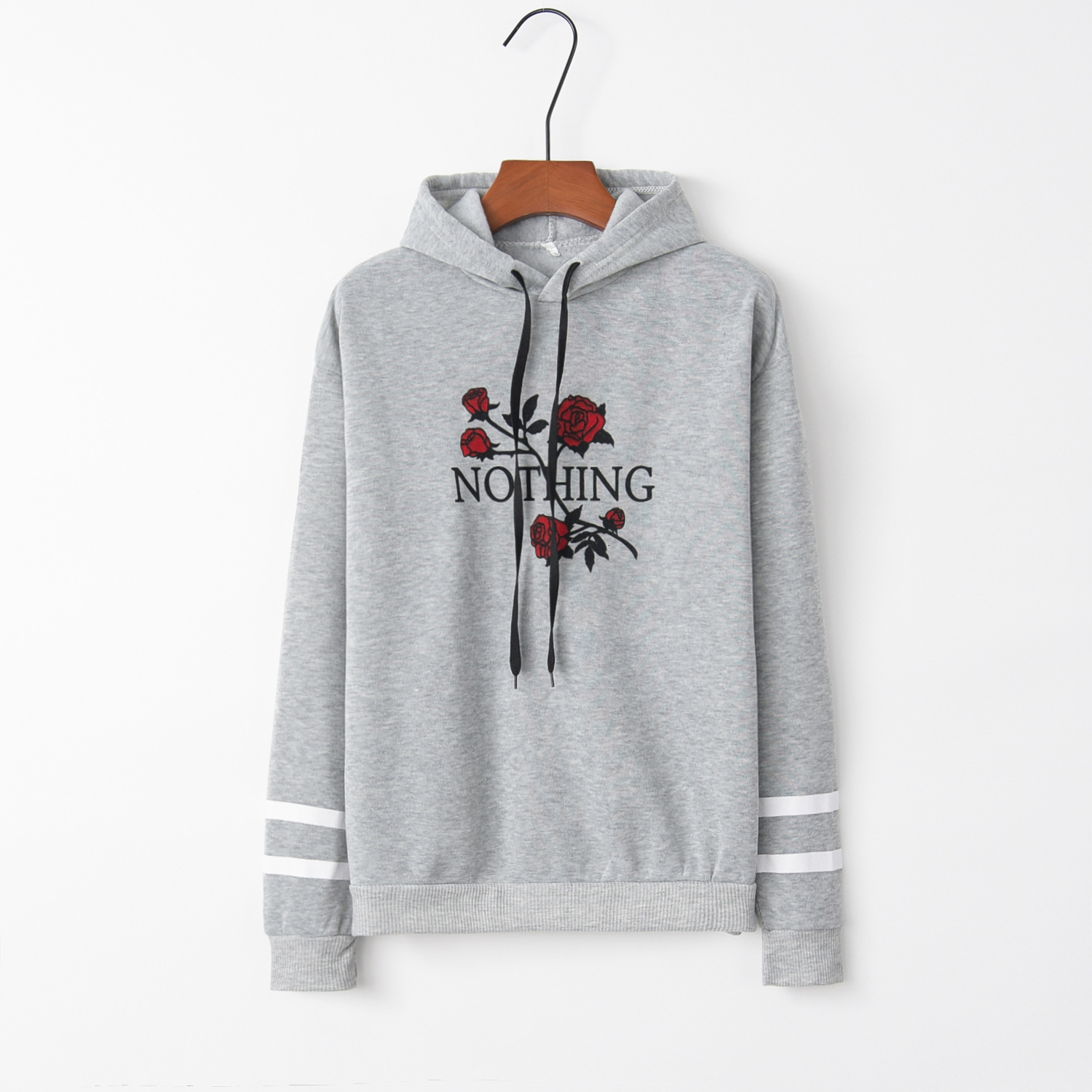 

2021 New Spring Winter Casual Korean Long Sleeve Hoodies Floral Rose Print Shirt Knitted Women Loose Clothes Drop Shiping Zjzn, Gray