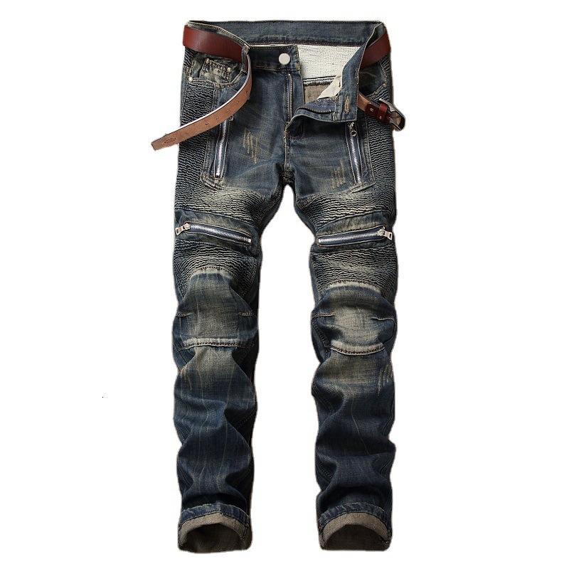 

New Denim Designer Hole Moto Bike Jeans High Quality Ripped for Men Size 28-38 40 42 2021 Autumn Spring Hip Hop Punk Streetwear C64j, 6502 b