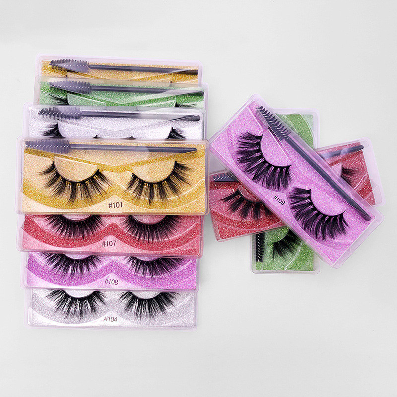 

Mink Eyelashes with Eye Brush Handmade Lashes Soft Thick Faux Lash Natural Long Eyelash Extension Resuable 3D False Eyelashes #100-#109 Series