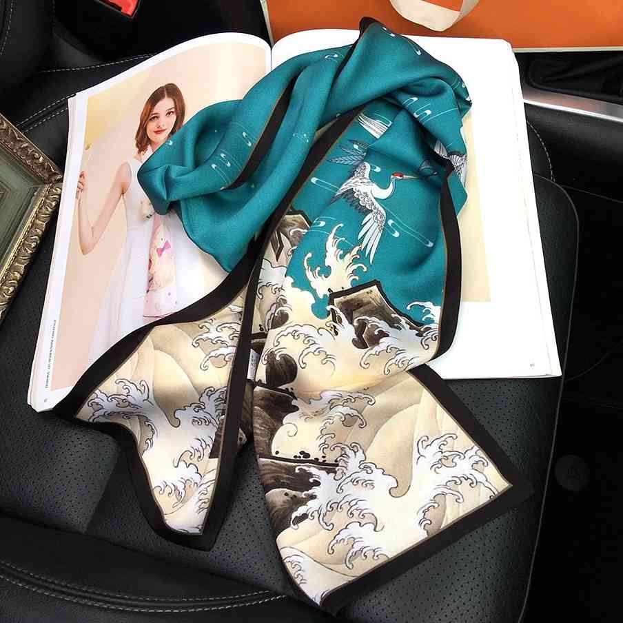 

100% Natural Silk Ring Skinny Neckerchief Necktie Women Neck Head Hair Hat Scarfs Scruchies 150*17cm