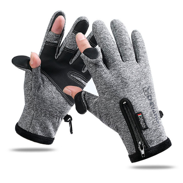 

Fishing Gloves Touchscreen 2Cut Fingers Warm Cold Weather Waterproof Suitable for Men and Women Ice Fishing Fly Photography Motorcycle Running Shooting, Grey