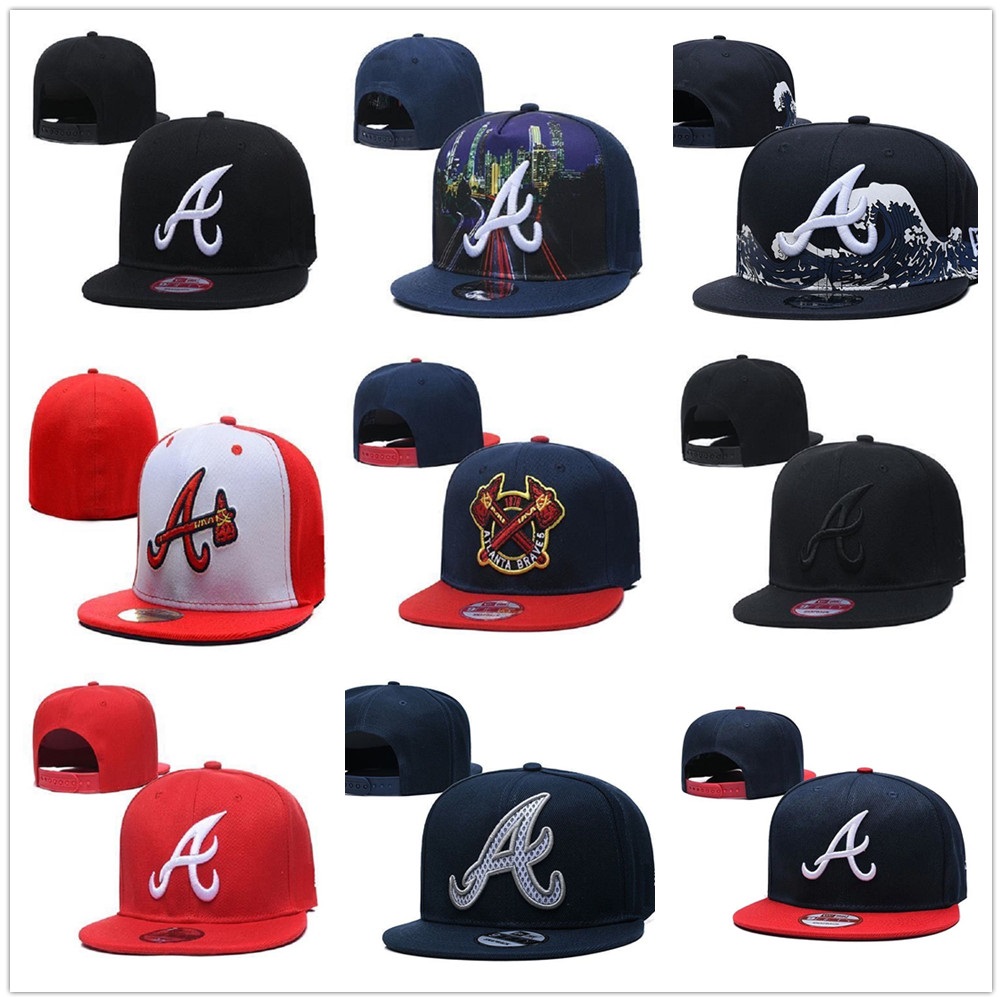 

2021 Braves Snapbacks letter Baseball caps hat Bone Casquette Men Women Gorras Chapeu Fitted Hats in stock, Black;white