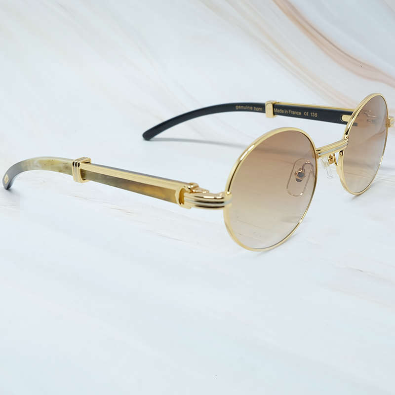 

Ienbel Oval Mens Carter Sunglasses Fashion Metals Luxury Designer Wood Buffalo Horn Glass Vintage Shades Buffers Retro Round Glasses
