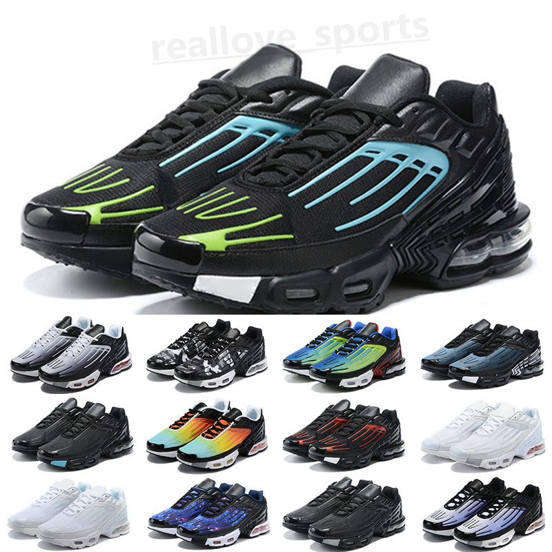 

High Quality Men TN 3 Plus Optimized III Running Shoes TN3 Trainer NOIR Triple Black Wolf Gray Blanche White Blue Nebula Sneakers Size 40-45 ta01