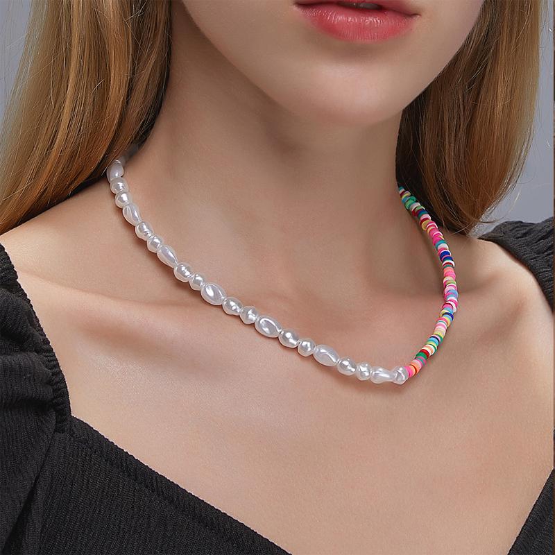 

Chokers 2021 Bohemian Boho Beads Half Pearls Chain Choker Necklace For Women Female Colorful Collar Beach Statement Neck
