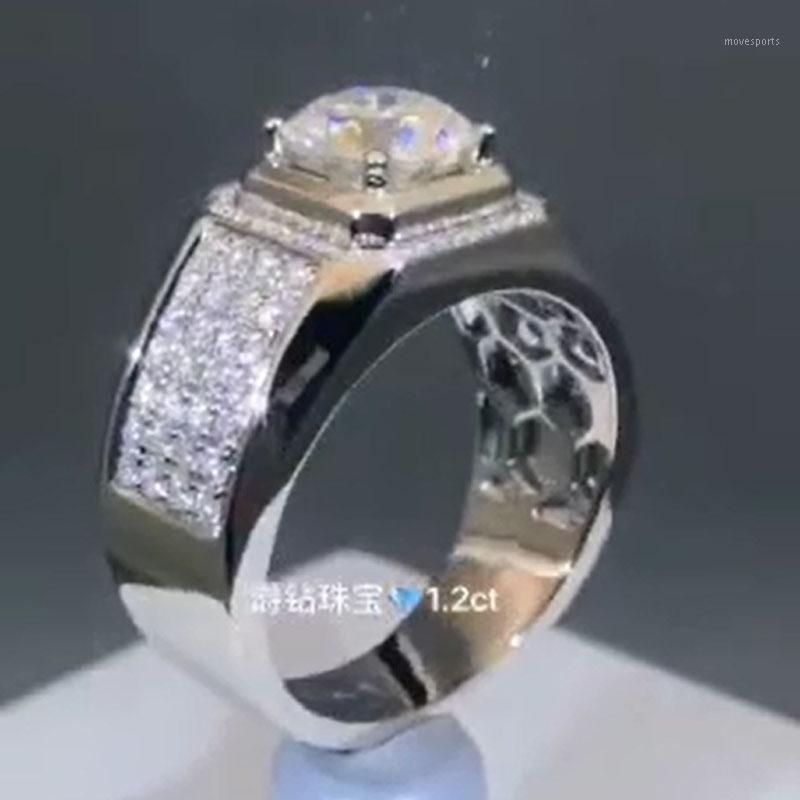 

Cluster Rings 10K White Gold 1 2 3 4 5 Round Moissanite Diamond Ring Men Wedding Party Anniversary Engagement Casual Sporty1