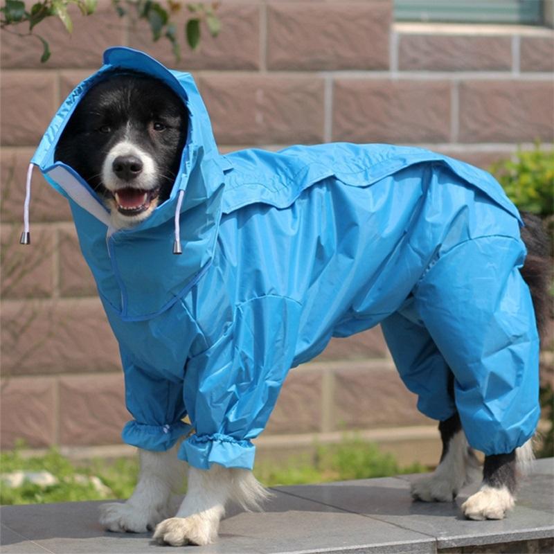 

Dog Apparel Large Raincoat Clothes Waterproof Rain Jumpsuit For Big Medium Small Dogs Golden Retriever Outdoor Pet Clothing Coat, Blue