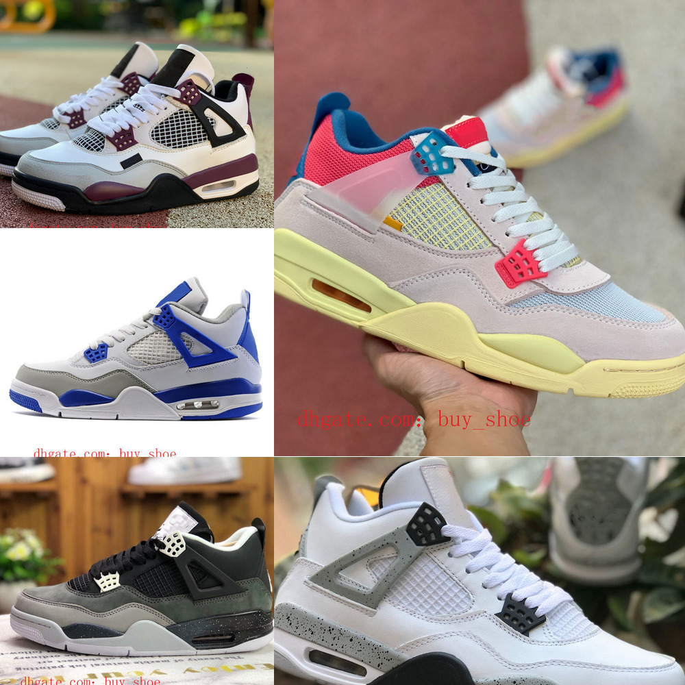

sale 4 4s basketball shoes men women new cream sail the white cement bred court purple union la guava ice rasta mushroom sports shoes d52 12
